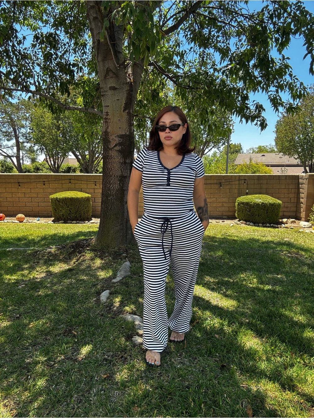 Striped Navy & White Women’s Coord Set